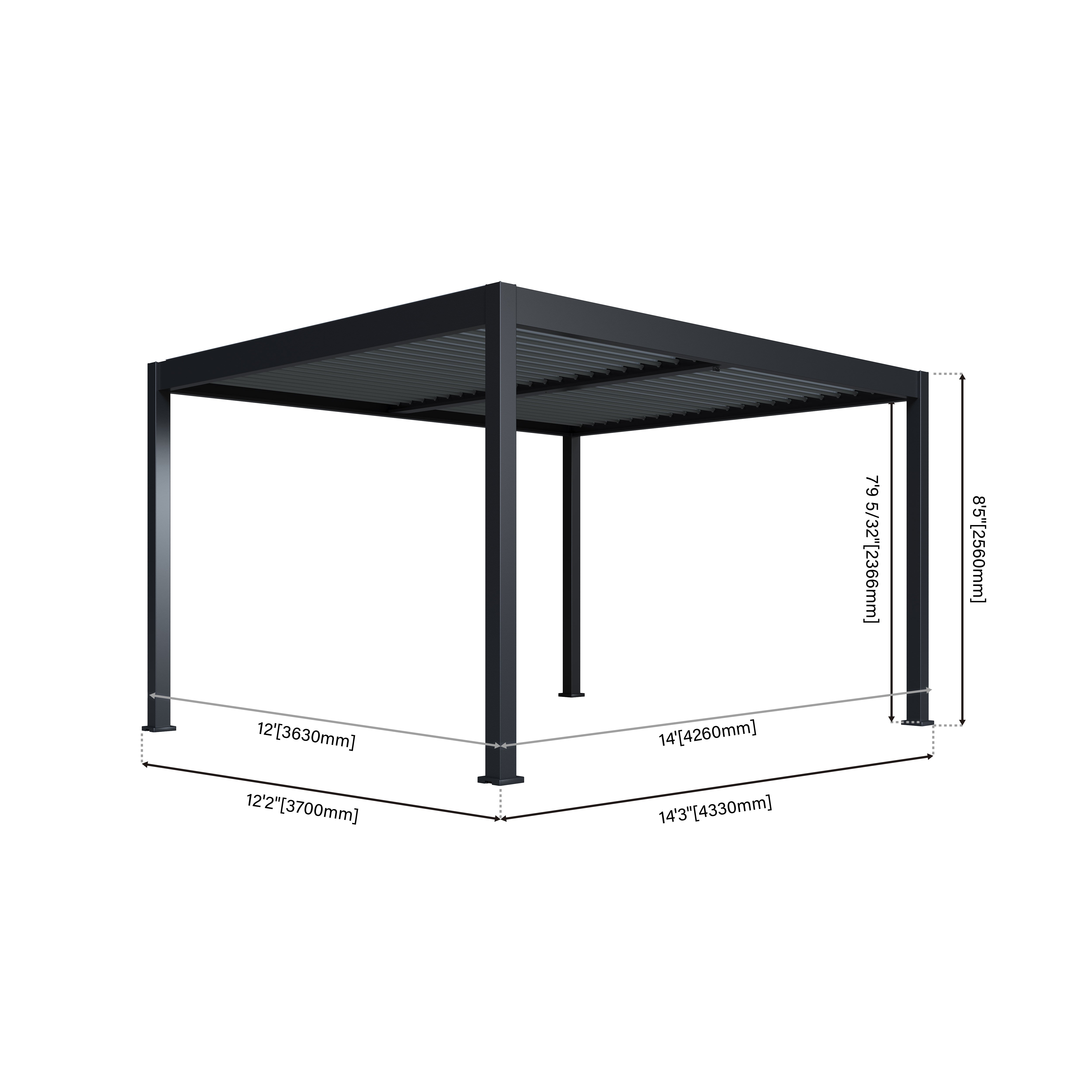 Lugano Louvered Pergola with Wind Screens