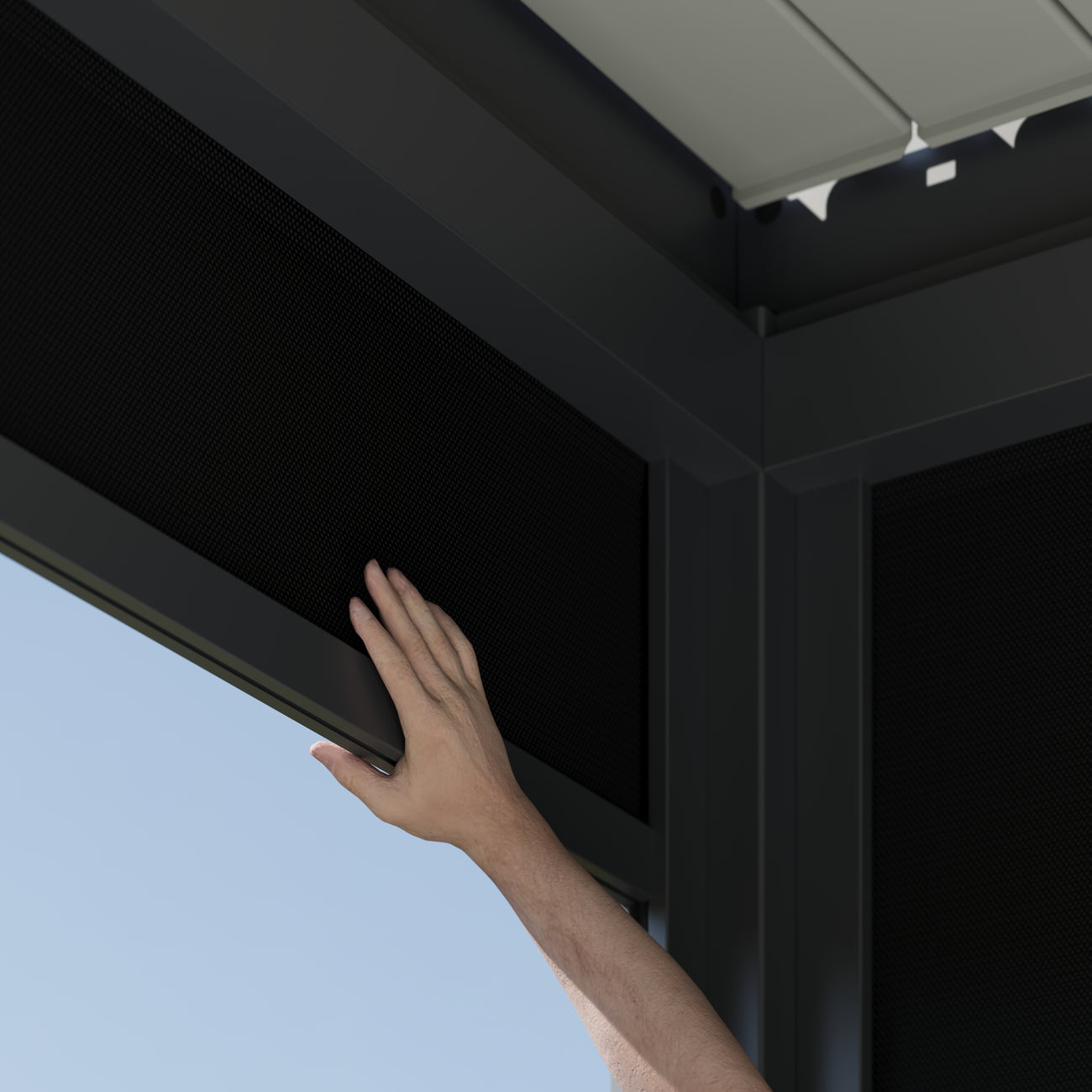 Lugano Louvered Pergola with Wind Screens