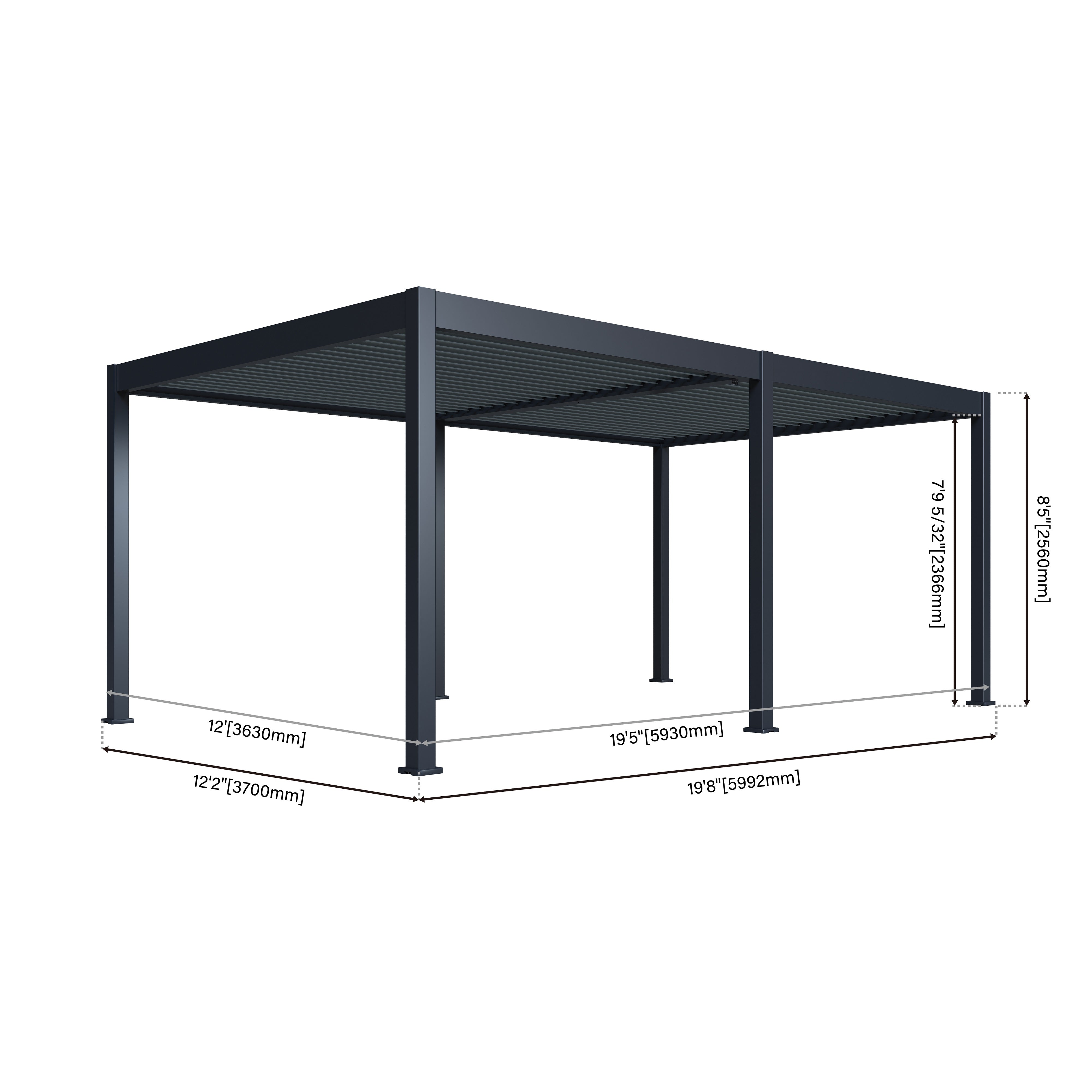 Lugano Louvered Pergola with Wind Screens