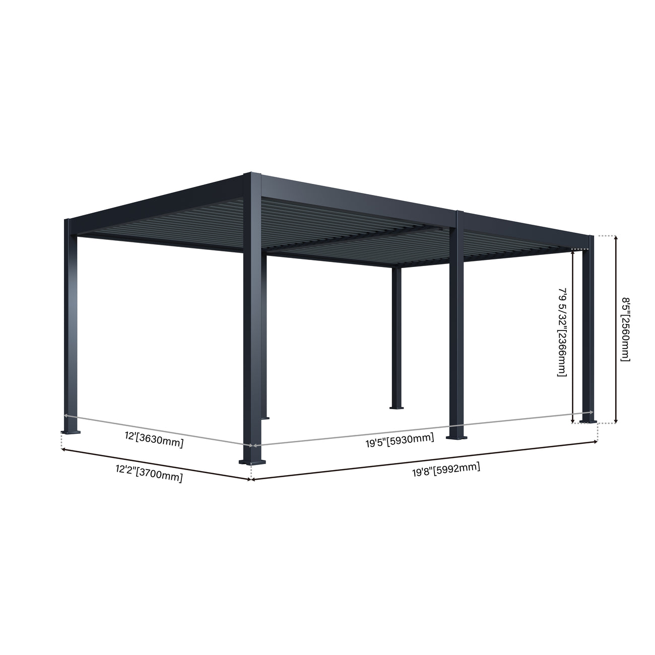 Lugano Louvered Pergola with Wind Screens